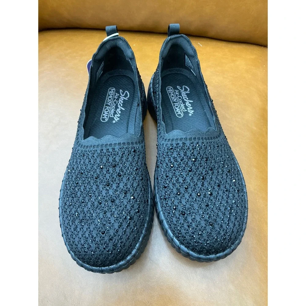 Skechers Wilshire Blvd Charmstr Slip-On‎ Womens 8.5 Black Rhinestone